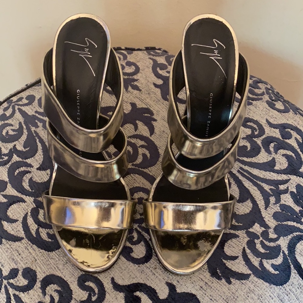 Silver Metallic Heeled Mules Giuseppe Zanotti